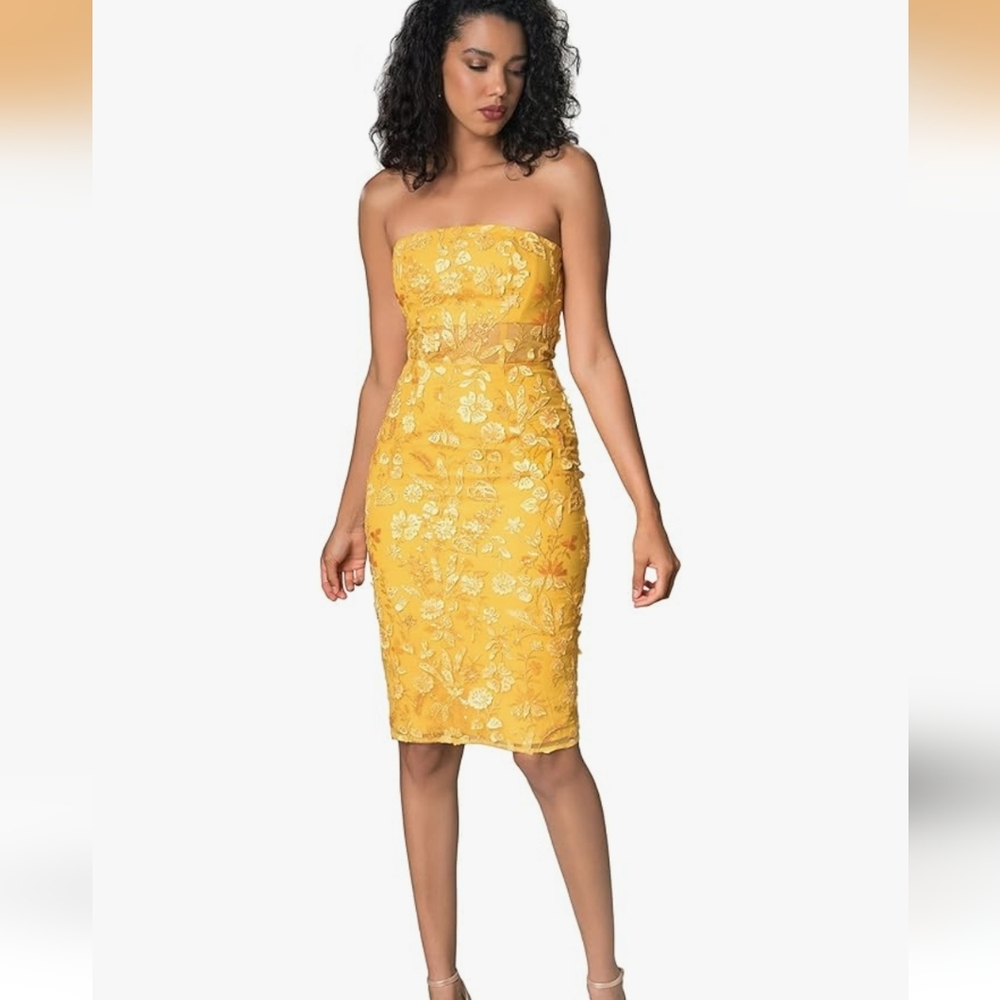 Floral Embroidered Yellow Dress
